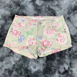 Mossimo fit six scoop pocket floral jean shorts, size 3